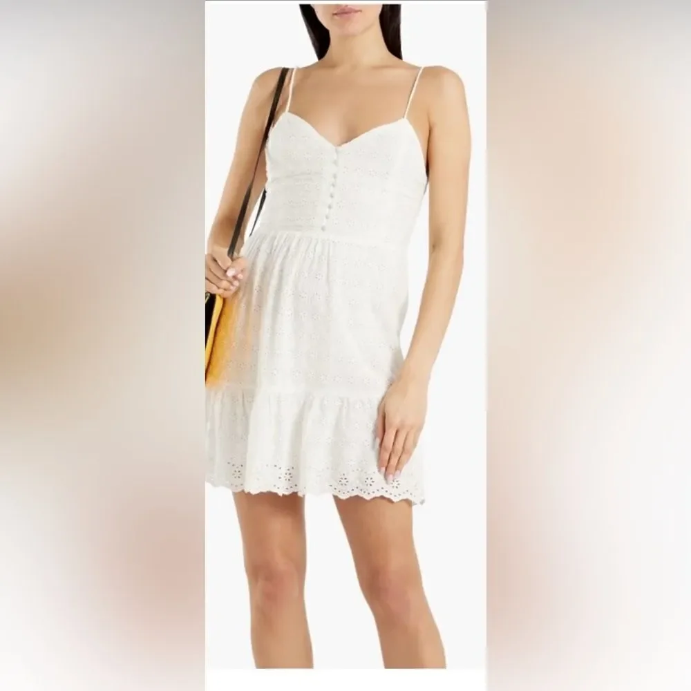 NWT ALICE + OLIVIA Fae gathered broderie anglaise mini dress $395